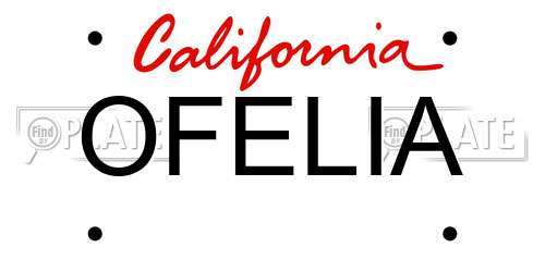 OFELIA California License Plate