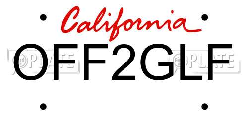 OFF2GLF California License Plate