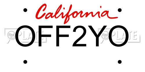 OFF2YO California License Plate