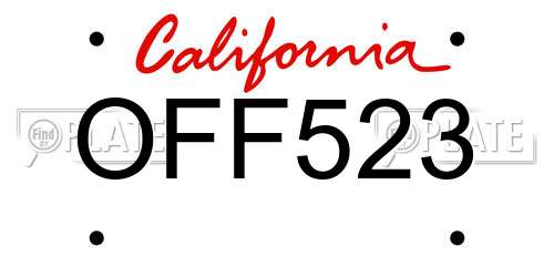OFF523 California License Plate