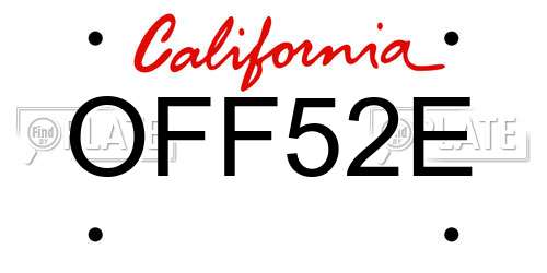 OFF52E California License Plate
