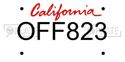 OFF823 California License Plate