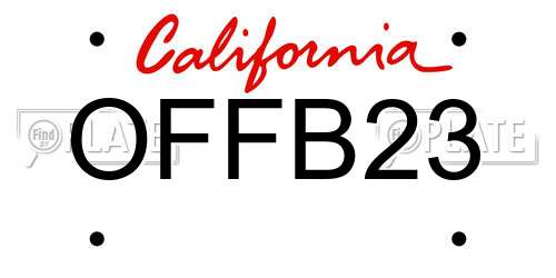 OFFB23 California License Plate