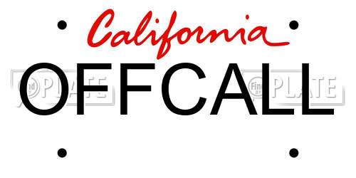 OFFCALL California License Plate