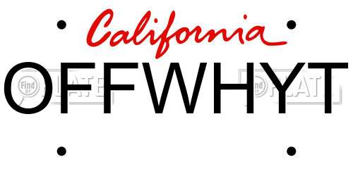 OFFWHYT California License Plate
