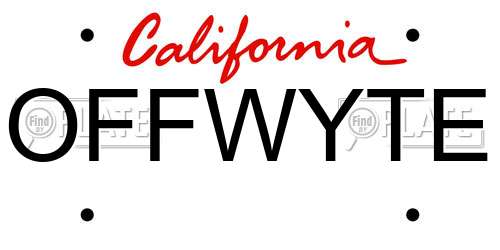 OFFWYTE California License Plate