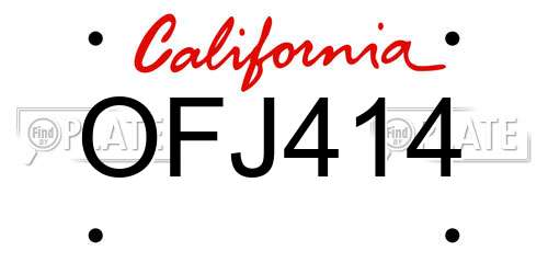 OFJ414 California License Plate