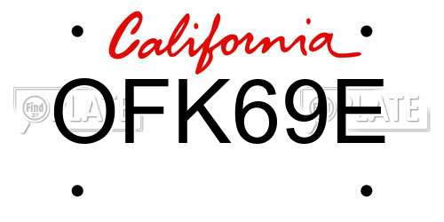 OFK69E California License Plate