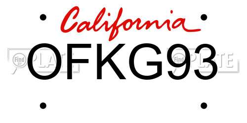 OFKG93 California License Plate