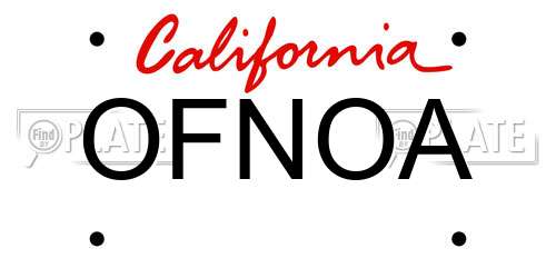OFNOA California License Plate