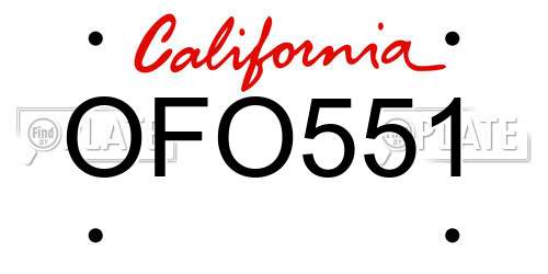OFO551 California License Plate