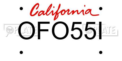 OFO55I California License Plate