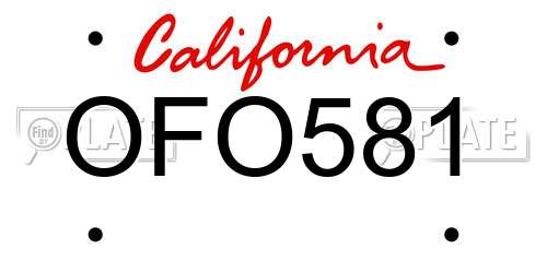 OFO581 California License Plate
