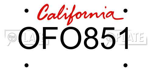 OFO851 California License Plate