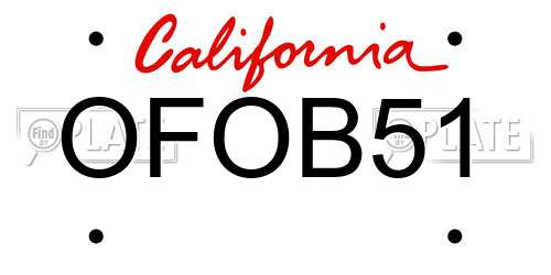 OFOB51 California License Plate