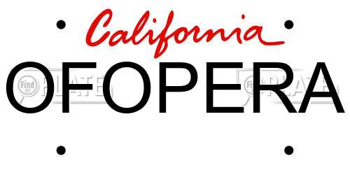 OFOPERA California License Plate