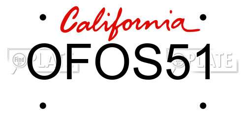 OFOS51 California License Plate