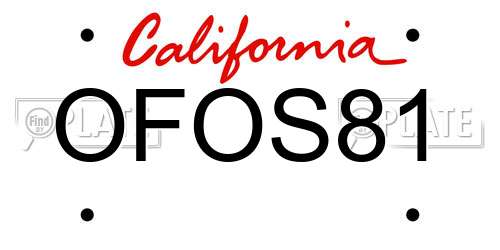 OFOS81 California License Plate