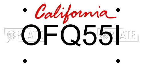 OFQ55I California License Plate