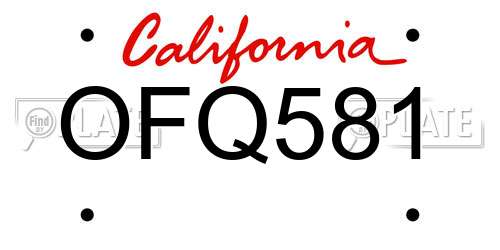 OFQ581 California License Plate