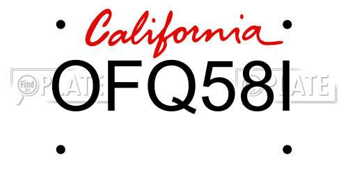OFQ58I California License Plate