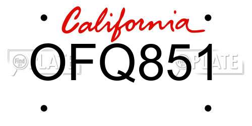 OFQ851 California License Plate