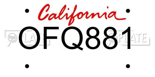 OFQ881 California License Plate