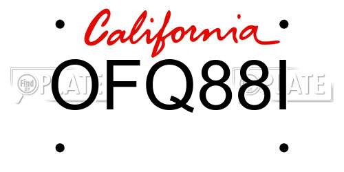 OFQ88I California License Plate