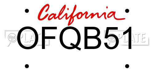 OFQB51 California License Plate