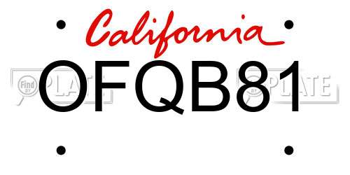 OFQB81 California License Plate
