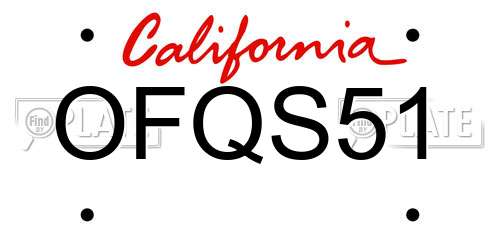 OFQS51 California License Plate