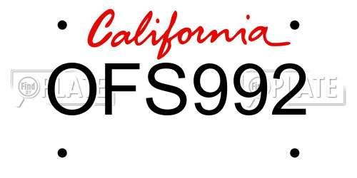 OFS992 California License Plate