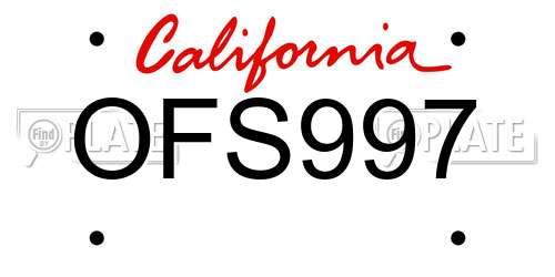 OFS997 California License Plate