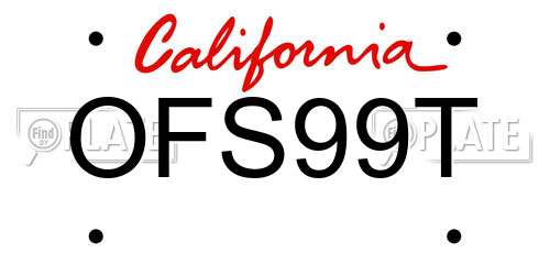 OFS99T California License Plate