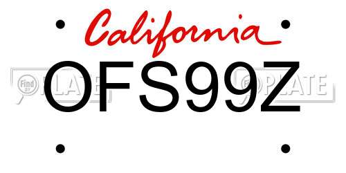 OFS99Z California License Plate
