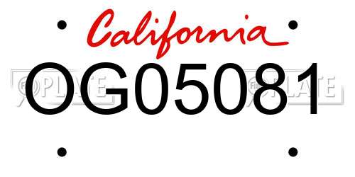 OG05081 California License Plate