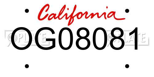 OG08081 California License Plate
