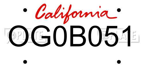 OG0B051 California License Plate