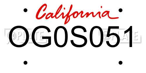 OG0S051 California License Plate