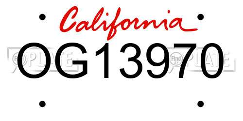 OG13970 California License Plate