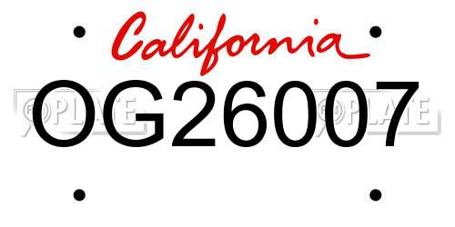 OG26007 California License Plate
