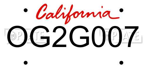 OG2G007 California License Plate