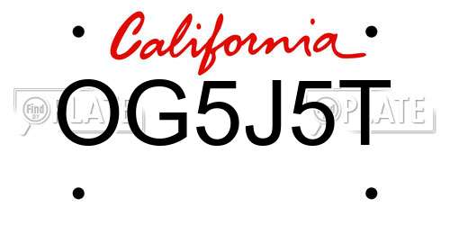 OG5J5T California License Plate