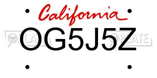 OG5J5Z California License Plate