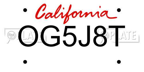 OG5J8T California License Plate