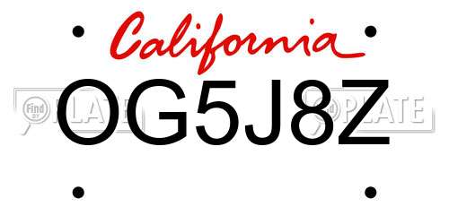 OG5J8Z California License Plate