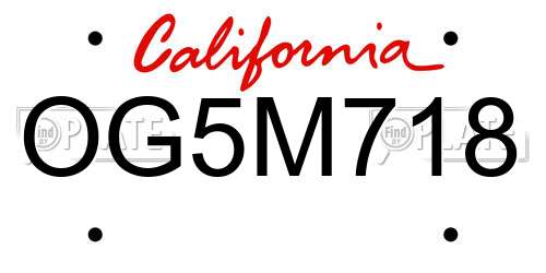OG5M718 California License Plate