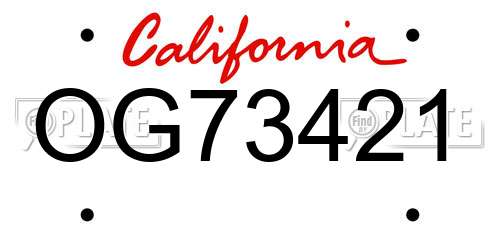 OG73421 California License Plate