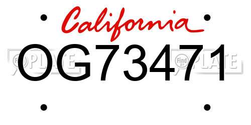 OG73471 California License Plate