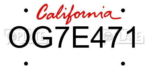 OG7E471 California License Plate